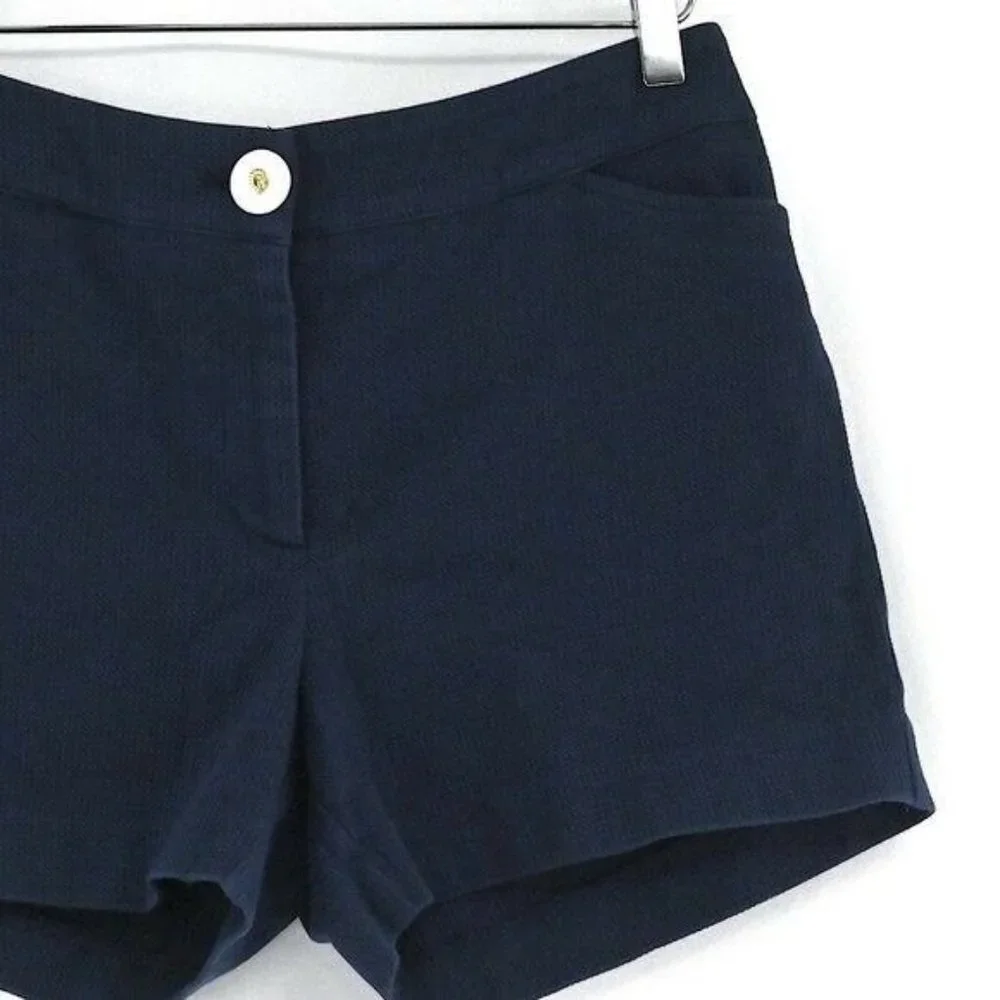 SKIRTIN AROUND Womens Sz 8 VTG Navy Textured Cotton Blend Shorts Pockets Y2K - Picture 3 of 5